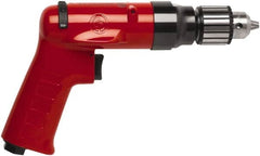 Chicago Pneumatic - 3/8" Reversible Keyed Chuck - Pistol Grip Handle, 2,600 RPM, 32 LPS, 0.5 hp - Benchmark Tooling