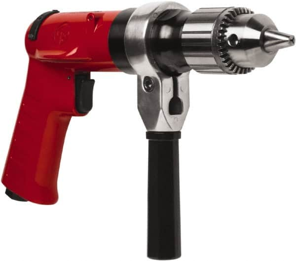 Chicago Pneumatic - 1/2" Reversible Keyed Chuck - Pistol Grip Handle, 500 RPM, 32 LPS, 0.5 hp - Benchmark Tooling