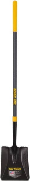 True Temper - 10-3/8" High x 9-3/4" Wide Square Steel Shovel - 47" Long Fiberglass Straight Handle, Turned - Benchmark Tooling