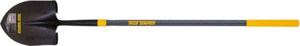 True Temper - 10-5/8" High x 8-7/8" Wide Round Steel Shovel - 47" Long Fiberglass Straight Handle, Turned - Benchmark Tooling