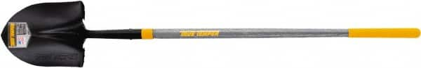 True Temper - 10-5/8" High x 8-7/8" Wide Round Steel Shovel - 45" Long Wood Straight Handle, Turned - Benchmark Tooling