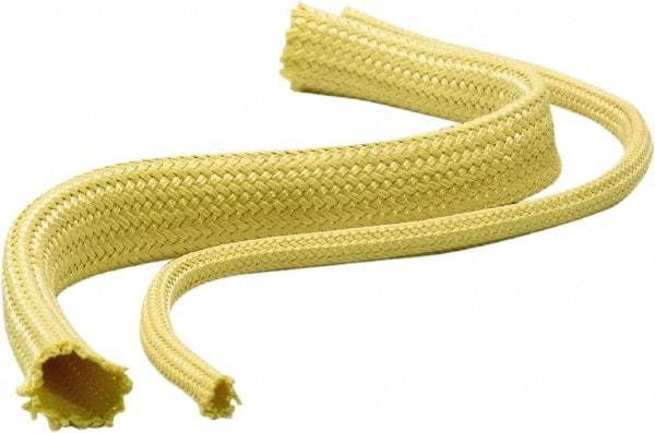 Atlantex - 3" ID Yellow Braided Cut-Resistant Sleeve for Hoses - 50' Long, -320 to 320°F - Benchmark Tooling