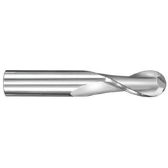 20 mm Dia. × 20 mm Shank × 38 mm DOC × 100 mm OAL, Carbide TiCN, Spiral , 2 Flute, 30° Helix, Ballnose End Mill - Exact Industrial Supply