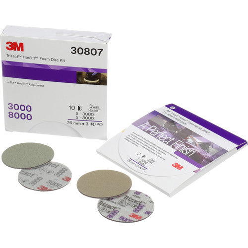 3M Trizact Hookit Foam Disc Kit 30807 3″ 3000 and 8000 - Exact Industrial Supply