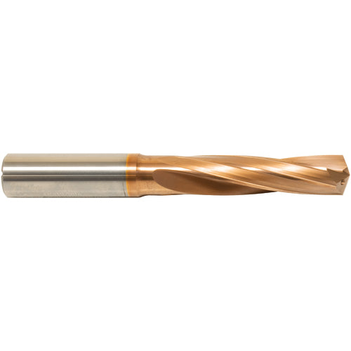 ‎11.5 mm Dia. × 1/2″ Shank × 2-1/8″ Flute Length × 4″ OAL, 3xD, 135°, ZrCN, 2 Flute, External Coolant, Round Solid Carbide Drill Series/List #NG04