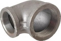 Made in USA - Size 2-1/2 x 2", Class 150, Malleable Iron Black Pipe 90° Elbow - 300 psi, Threaded End Connection - Benchmark Tooling