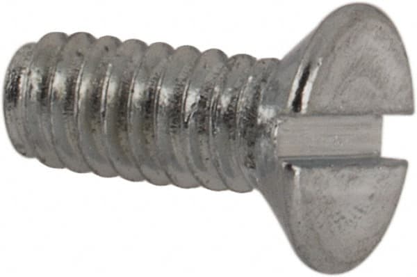 Value Collection - M2x0.40, 5mm OAL Slotted Drive Machine Screw - Flat Head, Grade 4.8 Steel, Zinc-Plated Finish, Without Washer - Benchmark Tooling