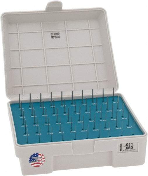 Meyer Gage - 50 Piece, 0.011-0.06 Inch Diameter Plug and Pin Gage Set - Minus 0.0001 Inch Tolerance, Class Z - Benchmark Tooling