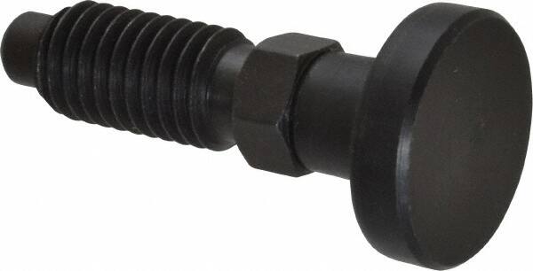 Gibraltar - 1/2-13, 1" Thread Length, 0.31" Max Plunger Diam, 0.5 Lb Init to 1.75 Lb Final End Force, Knob Handle Plunger - Delrin Knob, 1-1/4" Body Length, 1" Length Under Head/Shoulder, 1/4" Plunger Projection - Benchmark Tooling