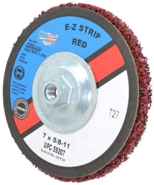 Camel Grinding Wheels - 7" Very Coarse Grade Silicon Carbide Deburring Disc - 5/8-11 Threaded Center Hole, Arbor Connection, Red, 7,000 Max RPM - Benchmark Tooling