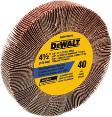 DeWALT - 4-1/2" Diam, 40 Grit Aluminum Oxide Unmounted Flap Wheel - 5/8-11 Thread, 1-1/8" Wide, Coated, Coarse Grade, 13,300 Max RPM - Benchmark Tooling