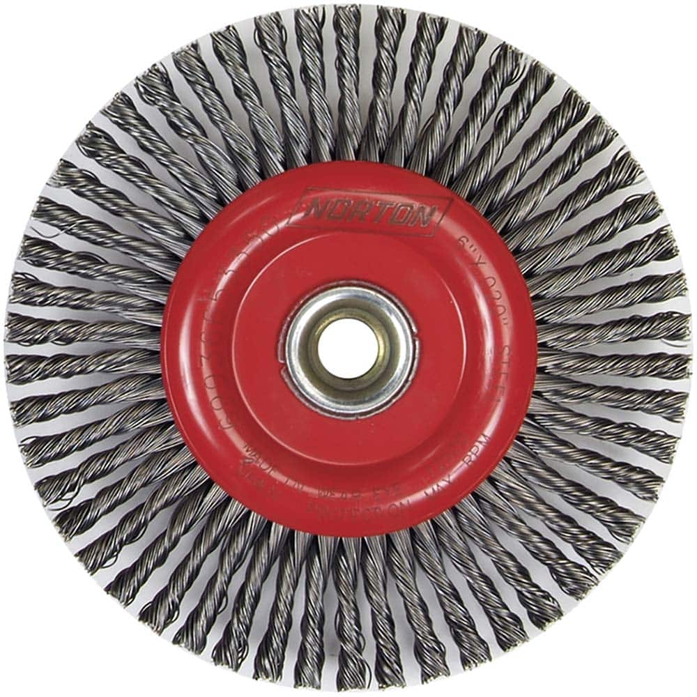 Norton - 6-7/8" OD, 5/8-11 Arbor Hole, Stringer Bead Carbon Wheel Brush - Benchmark Tooling