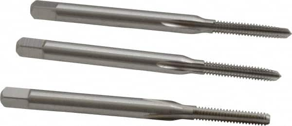 Cleveland - #3-48 UNC, 3 Flute, Bottoming, Plug & Taper, Bright Finish, High Speed Steel Tap Set - Right Hand Cut, 1-13/16" OAL, 1/2" Thread Length - Benchmark Tooling