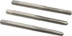 Cleveland - #8-32 UNC, 4 Flute, Bottoming, Plug & Taper, Bright Finish, High Speed Steel Tap Set - Right Hand Cut, 2-1/8" OAL, 0.38" Thread Length - Benchmark Tooling