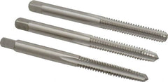 Cleveland - #10-24 UNC, 3 Flute, Bottoming, Plug & Taper, Bright Finish, High Speed Steel Tap Set - Right Hand Cut, 2-3/8" OAL, 1/2" Thread Length - Benchmark Tooling