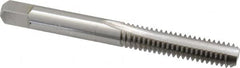 Cleveland - 1/4-20 UNC 3B 2 Flute Bright Finish High Speed Steel Straight Flute Standard Hand Tap - Bottoming, Right Hand Thread, 63.5mm OAL, 25.4mm Thread Length, H3 Limit, Oversize - Exact Industrial Supply