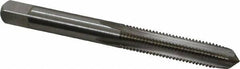 Cleveland - 1/4-28 UNF 3B 4 Flute Bright Finish High Speed Steel Straight Flute Standard Hand Tap - Plug, Right Hand Thread, 63.5mm OAL, 25.4mm Thread Length, H3 Limit, Oversize - Exact Industrial Supply