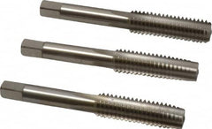 Cleveland - 7/16-14 UNC, 4 Flute, Bottoming, Plug & Taper, Bright Finish, High Speed Steel Tap Set - Right Hand Cut, 3-5/32" OAL, 0.88" Thread Length - Benchmark Tooling