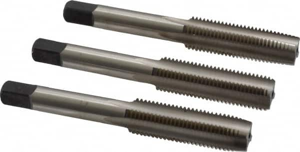 Cleveland - 7/16-20 UNF, 4 Flute, Bottoming, Plug & Taper, Bright Finish, High Speed Steel Tap Set - Right Hand Cut, 3-5/32" OAL, 0.88" Thread Length - Benchmark Tooling