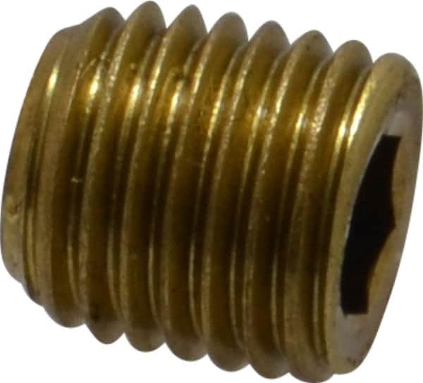 Made in USA - 1/16-27, 5/16" OAL, Brass Socket Pressure Plug - 3/4" Taper per Foot, 5/32" Hex Key - Benchmark Tooling