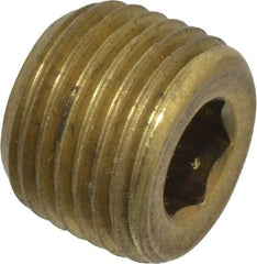Made in USA - 1/8-27, 5/16" OAL, Brass Socket Pressure Plug - 3/4" Taper per Foot, 3/16" Hex Key - Benchmark Tooling