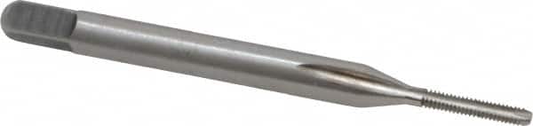 Cleveland - #0-80 UNF, 2 Flute, Bright Finish, High Speed Steel Spiral Point Tap - Bottoming Chamfer, Right Hand Thread, 1-5/8" OAL, 0.31" Thread Length, 2B Class of Fit, Series 1012 - Exact Industrial Supply
