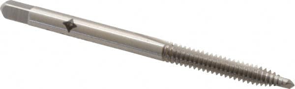 Cleveland - #6-32 UNC, 2 Flute, Bright Finish, High Speed Steel Spiral Point Tap - Plug Chamfer, Right Hand Thread, 50.8mm OAL, 0.38" Thread Length, Series 1011 - Exact Industrial Supply