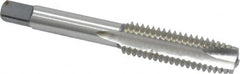 Cleveland - 7/16-14 UNC, 3 Flute, Bright Finish, High Speed Steel Spiral Point Tap - Plug Chamfer, Right Hand Thread, 3-5/32" OAL, 0.88" Thread Length, Series 1011 - Exact Industrial Supply