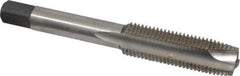 Cleveland - 7/16-20 UNF, 3 Flute, Bright Finish, High Speed Steel Spiral Point Tap - Plug Chamfer, Right Hand Thread, 3-5/32" OAL, 0.88" Thread Length, Series 1011 - Exact Industrial Supply