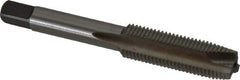 Cleveland - 7/16-20 UNF, 3 Flute, Bright Finish, High Speed Steel Spiral Point Tap - Plug Chamfer, Right Hand Thread, 3-5/32" OAL, 0.88" Thread Length, Series 1011 - Exact Industrial Supply