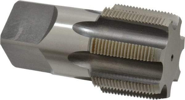 Cleveland - 2 - 11-1/2 NPT Thread, 7 Flute Standard Pipe Tap - 4-1/2" OAL, 1-3/4" Thread Length, 1-7/8" Shank Diam, Bright Finish, High Speed Steel - Exact Industrial Supply