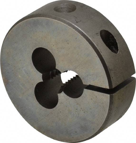 Cle-Line - 1/4-20 UNC Thread, 1-1/2" Outside Diam High Speed Steel Round Die - 1/2" Thick, Right Hand Thread, Adjustable - Exact Industrial Supply