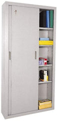 Sandusky Lee - 5 Shelf Sliding Door Storage Cabinet - Steel, 36" Wide x 18" Deep x 72" High, Light Gray - Benchmark Tooling