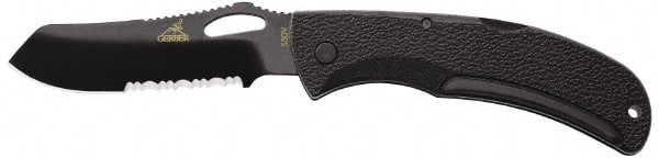 Gerber - 3-1/2" Blade, 8" OAL, Partially Serrated Folding Knife - Exact Industrial Supply