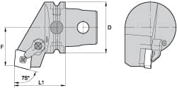 Kennametal - Left Hand Cut, Size KM63, CN.. Insert Compatiblity, External Modular Turning & Profiling Cutting Unit Head - 38mm Ctr to Cutting Edge, 60mm Head Length, Through Coolant, Series Kenloc - Benchmark Tooling