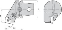 Kennametal - Left Hand Cut, Size KM63, CN.. Insert Compatiblity, External Modular Turning & Profiling Cutting Unit Head - 38mm Ctr to Cutting Edge, 60mm Head Length, Through Coolant, Series Kenloc - Benchmark Tooling