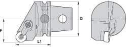 Kennametal - Right Hand Cut, Size KM63, RN.. Insert Compatiblity, Internal Modular Turning & Profiling Cutting Unit Head - 43mm Ctr to Cutting Edge, 60mm Head Length, Through Coolant, Series Kenloc - Benchmark Tooling