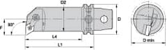 Kennametal - Left Hand Cut, 40mm Min Bore Diam, Size KM63 Steel Modular Boring Cutting Unit Head - 4.4094" Max Bore Depth, Through Coolant, Compatible with DN.. - Benchmark Tooling