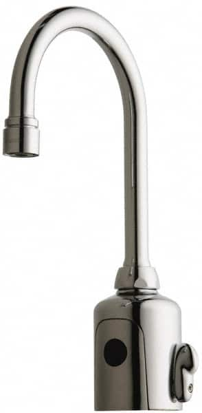 Chicago Faucets - Polished Chrome Plated Electronic User Adjustable Temperature Control Mixer Sensor Faucet - Powered by 6 Volt Lithium CRP2 Battery (Included), Gooseneck Spout, 4 to 8" Mounting Centers - Benchmark Tooling