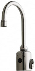 Chicago Faucets - Polished Chrome Plated Electronic User Adjustable Temperature Control Mixer Sensor Faucet - Powered by 6 Volt Lithium CRP2 Battery (Included), Gooseneck Spout, 4 to 8" Mounting Centers - Benchmark Tooling