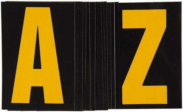 Made in USA - Letter Label - Legend: A-Z, English, Yellow & Black - Benchmark Tooling