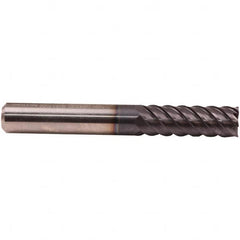 Emuge - 25mm Diam, 75mm LOC, 10 Flute Solid Carbide Roughing & Finishing End Mill - TiAlN Finish, 150mm OAL, 25mm Shank Diam, Cylindrical Shank, 50° Helix, Extra Long Length - Benchmark Tooling