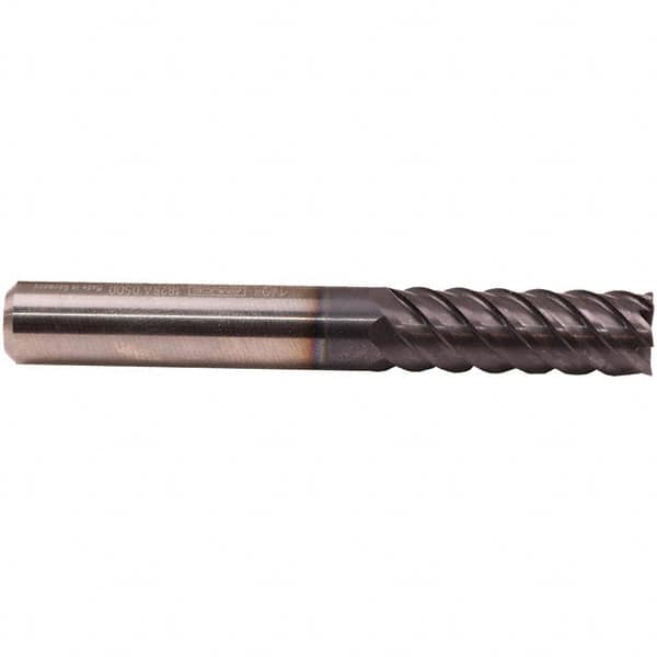 Emuge - 8mm Diam, 24mm LOC, 6 Flute Solid Carbide Roughing & Finishing End Mill - TiAlN Finish, 68mm OAL, 8mm Shank Diam, Cylindrical Shank, 50° Helix, Extra Long Length - Benchmark Tooling