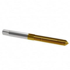 Kennametal - M6x1.00 Metric Coarse, 2 Flute, TiN Finish, High Speed Steel Spiral Point Tap - Plug Chamfer, Right Hand Thread, 2-1/2" OAL, 1" Thread Length, 0.255" Shank Diam, 6H Class of Fit, Series 2351T - Exact Industrial Supply