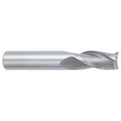 ‎1/8″ Dia. × 1/8″ Shank × 1/2″ DOC × 1-1/2″ OAL, Carbide, Bright, 3 Flute, Square, Solid End Mill - Benchmark Tooling