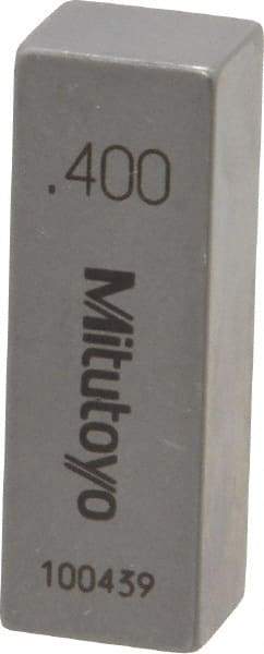 Mitutoyo - 0.4" Rectangular Steel Gage Block - Accuracy Grade AS-1, Includes Certificate of Inspection - Benchmark Tooling