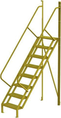 TRI-ARC - 122" 8 Step Configurable Crossover Ladder - 50° Incline, 1,000 Lb Capacity, 80" Platform Height, 30" Base Width x 69-1/2" Base Depth, Serrated - Benchmark Tooling