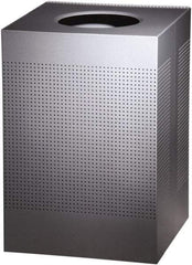 Rubbermaid - 40 Gal Silver Square Decorative Waste Receptacle With Top - Steel, 30" High x 476.25mm Long x 476.25mm Wide - Benchmark Tooling