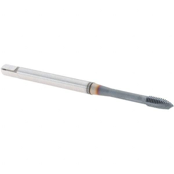 OSG - M3x0.50 Metric Coarse, 3 Flute, TiCN Finish, Powdered Metal Spiral Point Tap - Plug Chamfer, Right Hand Thread, 56mm OAL, 6mm Thread Length, 0.141" Shank Diam, 6H Class of Fit, Series 16510 - Exact Industrial Supply