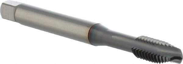 OSG - 1/4-20 UNC, 3 Flute, TiCN Finish, Powdered Metal Spiral Point Tap - Plug Chamfer, Right Hand Thread, 80mm OAL, 15.1mm Thread Length, 0.255" Shank Diam, 2B Class of Fit, Series 16515 - Exact Industrial Supply